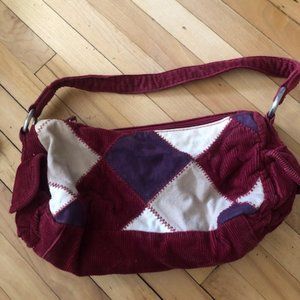 NWT Y2K 90s GAP Corduroy Checkered Red Purple Handbag with Pockets